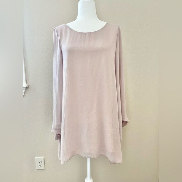 show me your mumu bombshell dress tan cream chiffon open back flowy sz. Large - Picture 8 of 8
